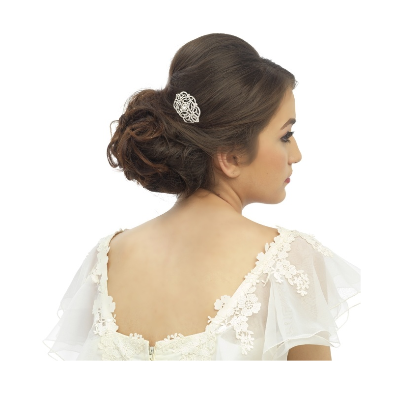 7653 Crystal chic hair comb in a vintage inspired design - rose gold.