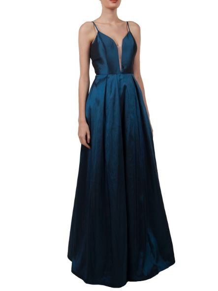 11063 Teal soft tafetta A-line ball gown