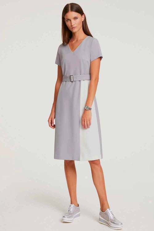 11077 grey and white elagant midi. Size 8 and 18