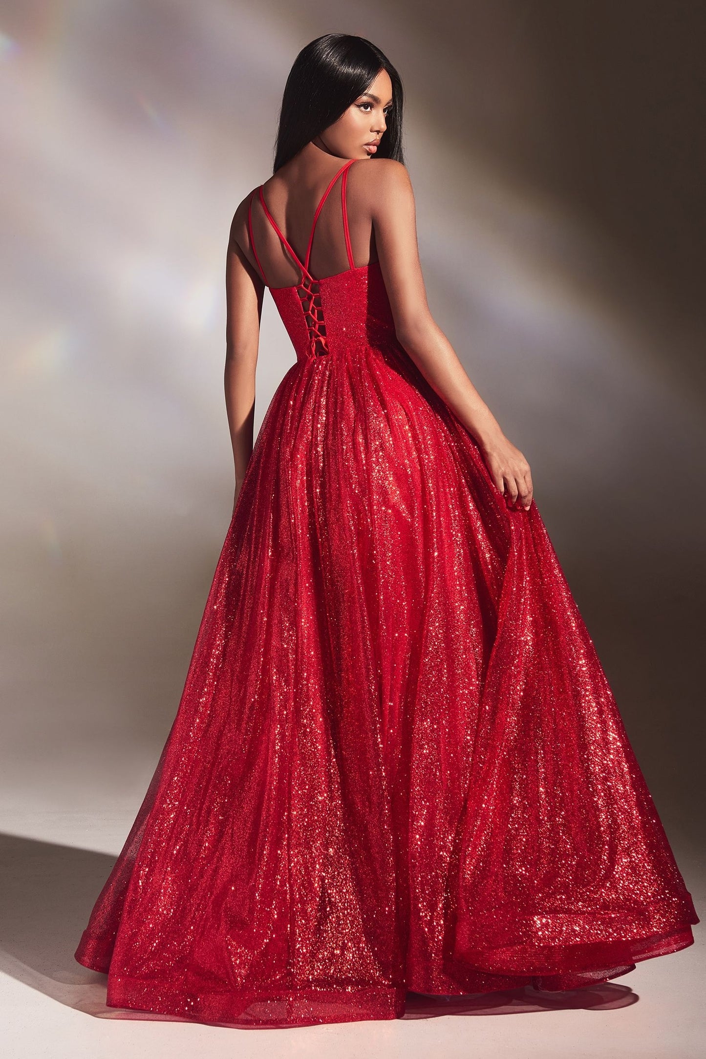 11190R Red sparkle princess ball gown.