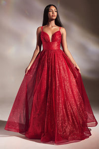 11190R Red sparkle princess ball gown. size 6