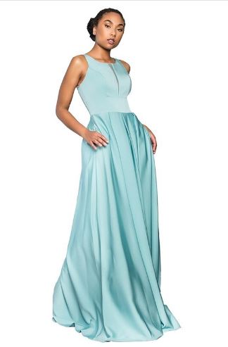 11205 Light blue, A-line gown. Luxurious fabric.