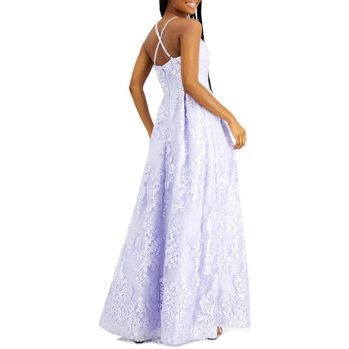 11214 Soft lavender embossed organza princess ball gown