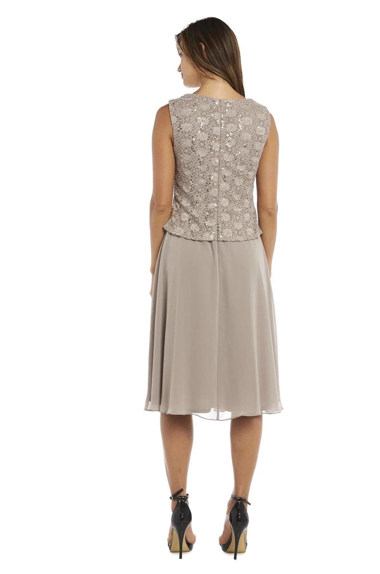 11233 Elegant 2 piece. Mocha with lace bodice and matching jacket. Size 24