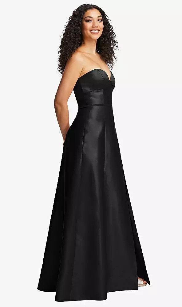 11303 Strapless Bustier Black Mikado Dress Alfred Sung D841