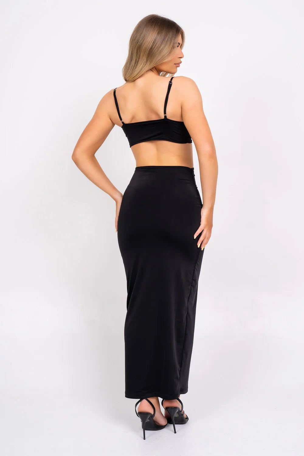 11332- Black Bodycon Cut Out Maxi Dress