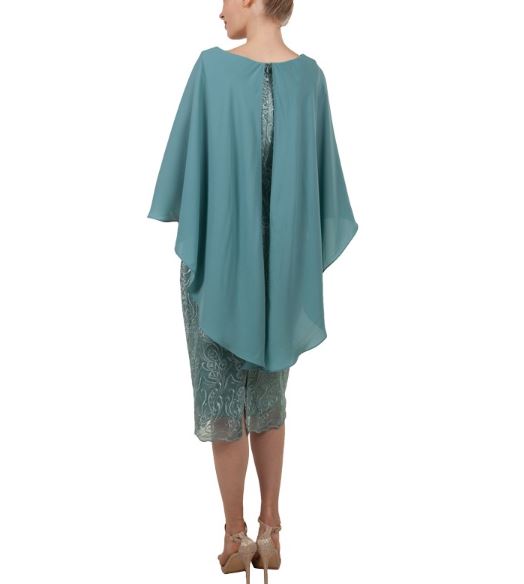 11400 Elegant sage midi with chiffon overtop.