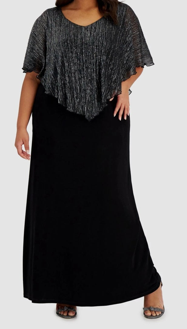 11494 Black, elegant, ankle length with shimmer overtop
