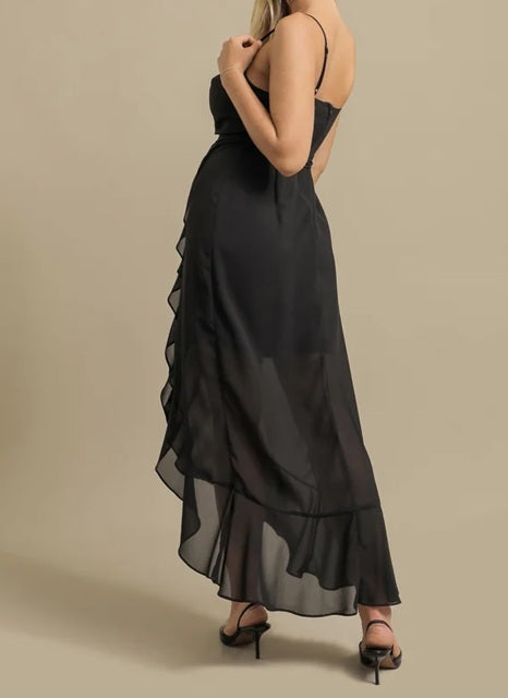 11509 Black chiffon, midi.