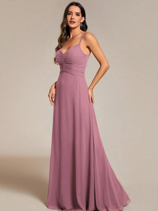11510 Mauve, chiffon, v neck a line