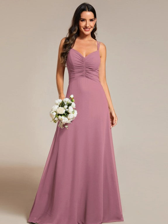 11510 Mauve, chiffon, v neck a line