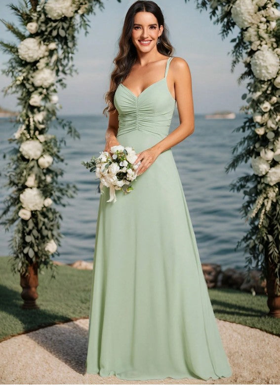 11515 Sage green, chiffon, v neck