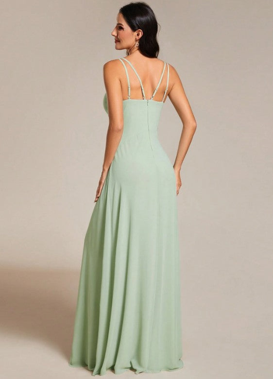 11515 Sage green, chiffon, v neck