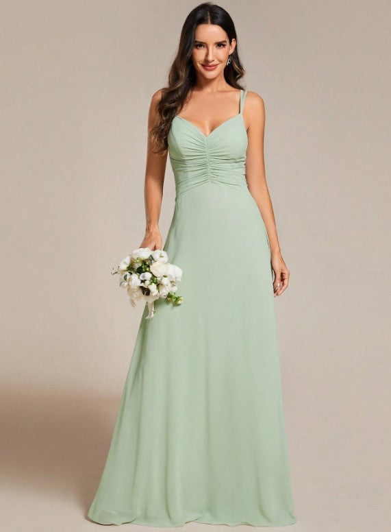 11515 Sage green, chiffon, v neck