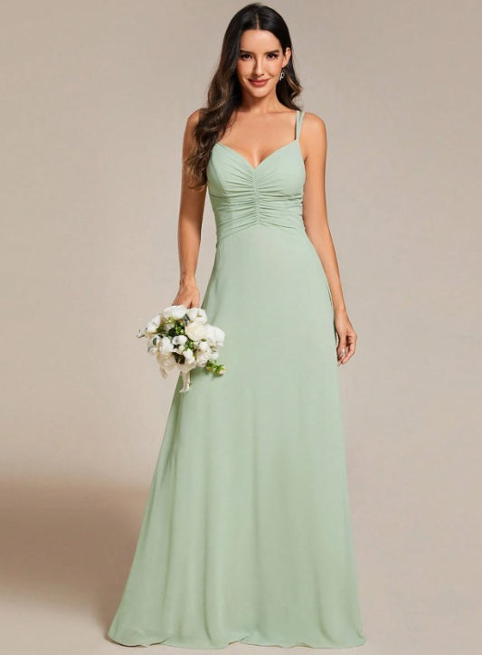 11515 Sage green, chiffon, v neck