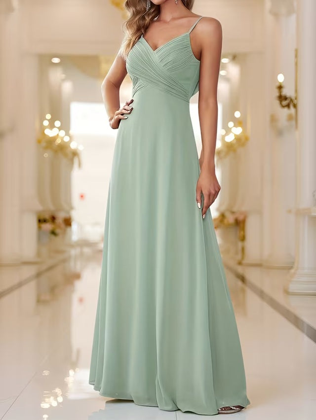 11546 Sage green, chiffon, v neck. HIRE.