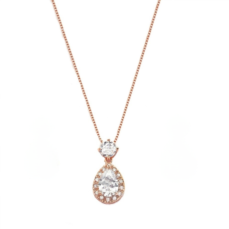 7666 Dazzling Crystal Drop Necklace ROSE GOLD