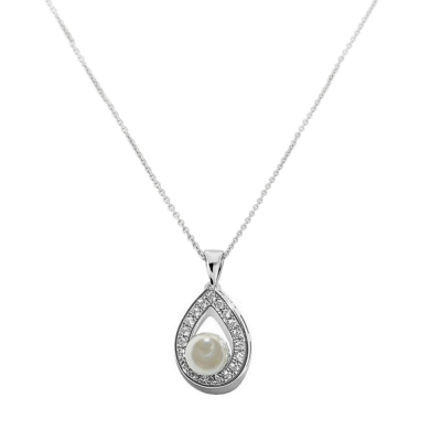 7480S precious silver, crystals and pearl necklace.