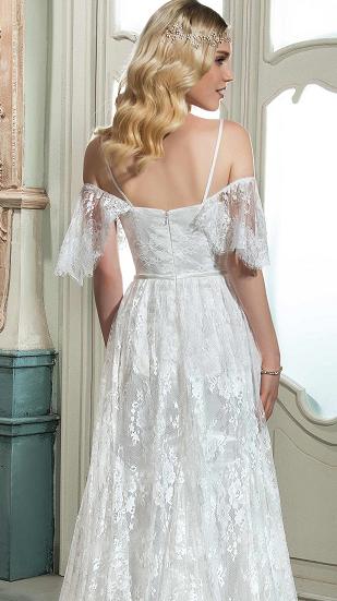 1876 bohemian. A line white lace dress.