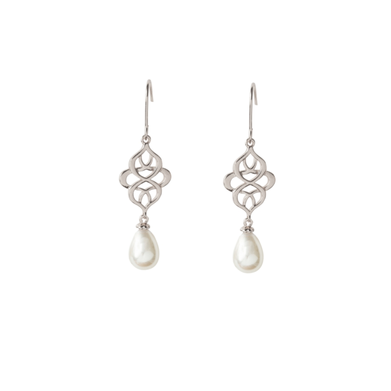 7652 Celtic knot bridal earrings, silver.