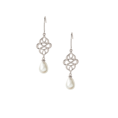 7652 Celtic knot bridal earrings, silver.