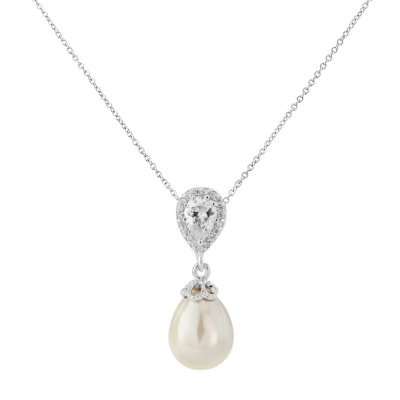 7682 CUBIC ZIRCONIA and PEARL ELEGANT NECKLACE