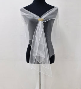 Wp1003 off white tulle wrap / scarf.