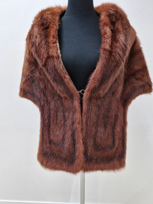 Wp1009. Vintage Faux fur cape-jacket