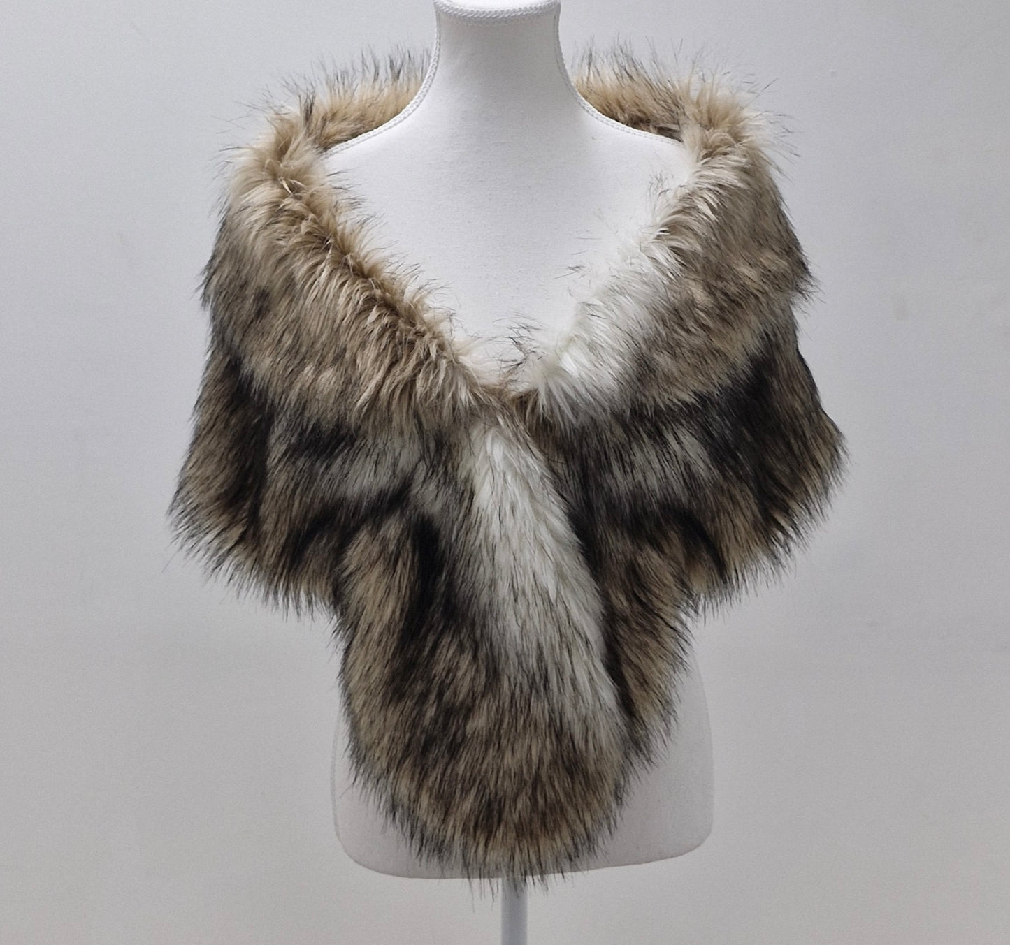 BBFFMULTI Faux fur multi coloured shrug / vintage stole
