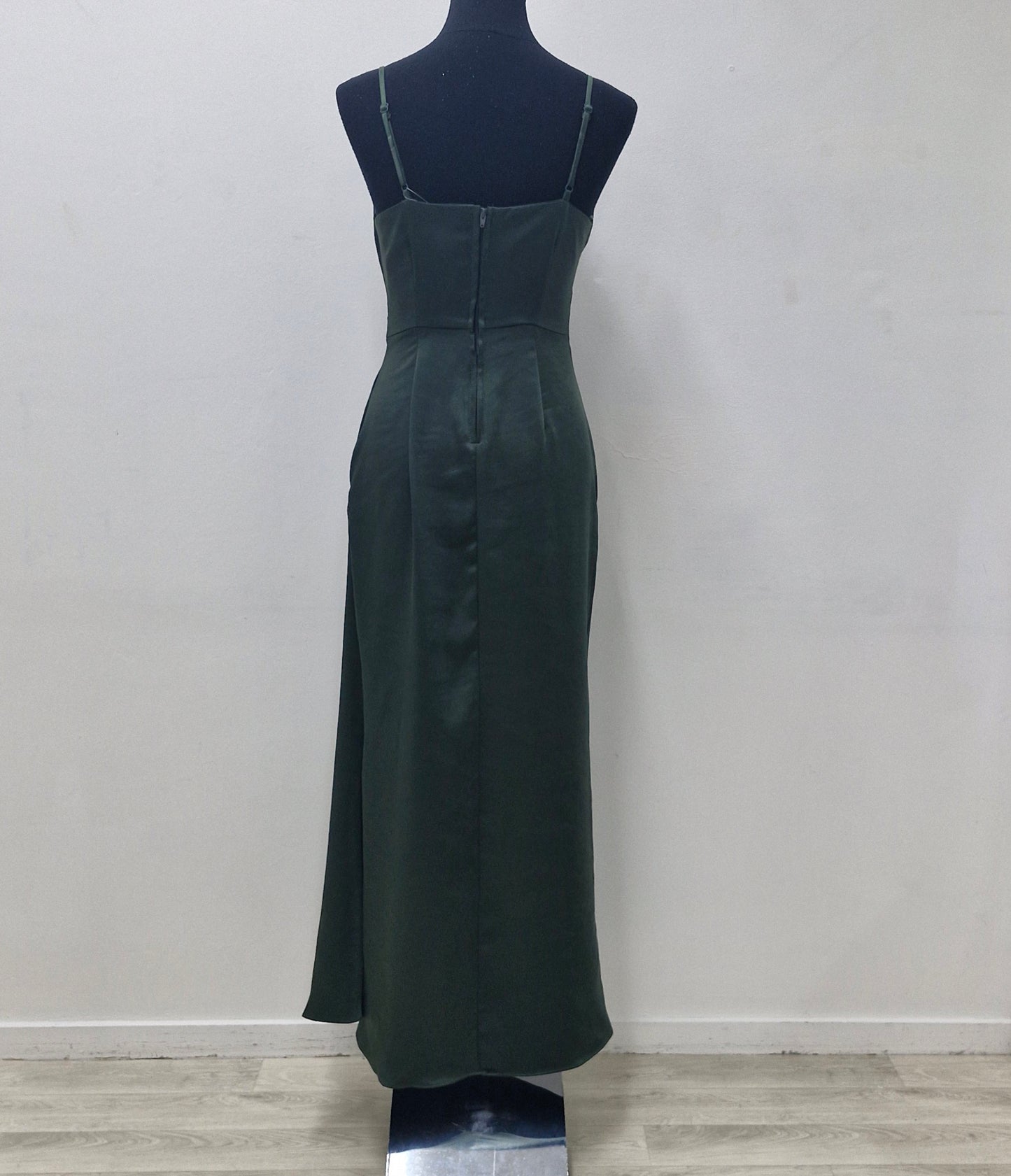 11500 Olive green, soft satin, with cowl neck.