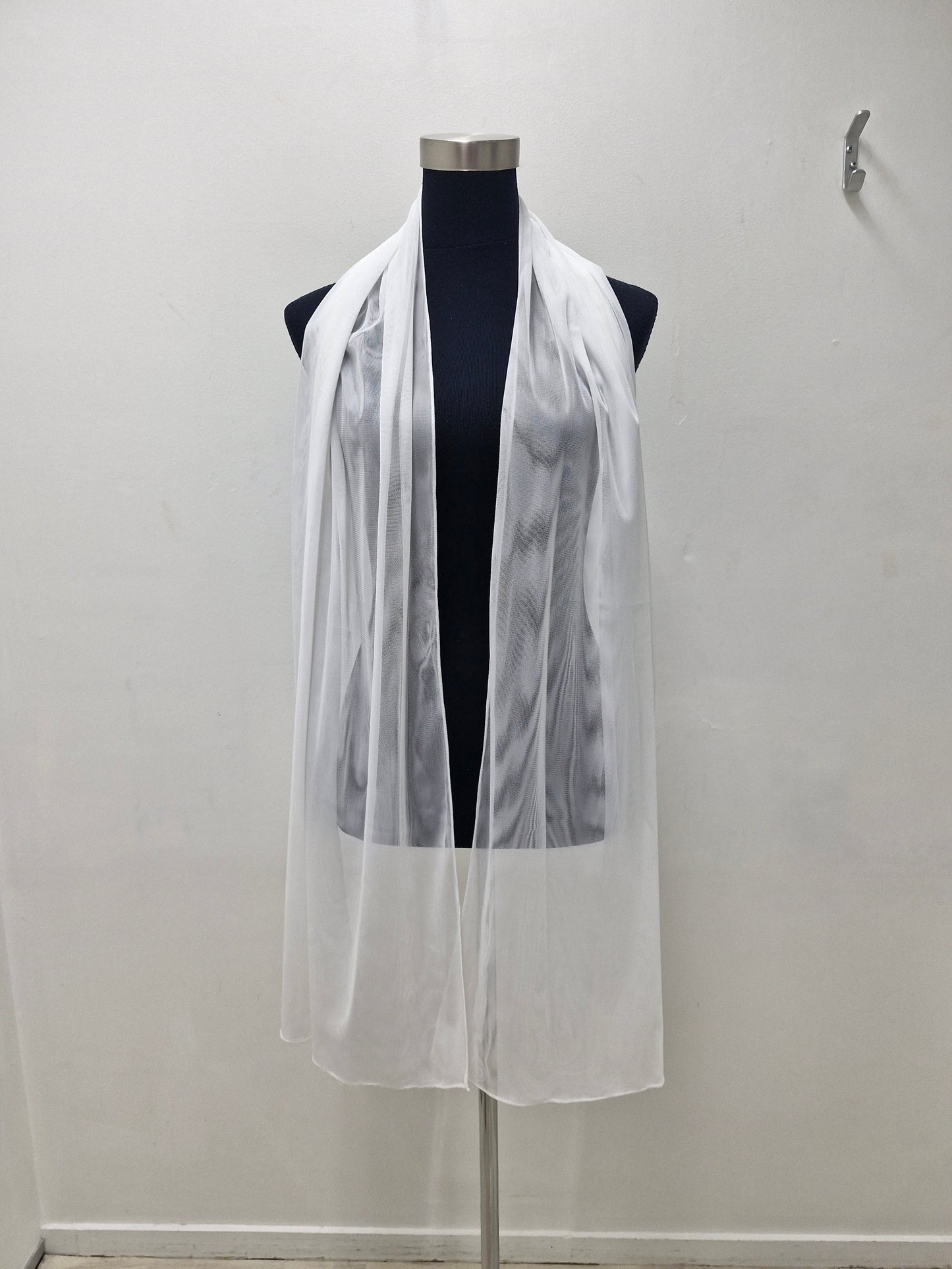 Wp1010 double layer ivory tulle wrap / scarf.