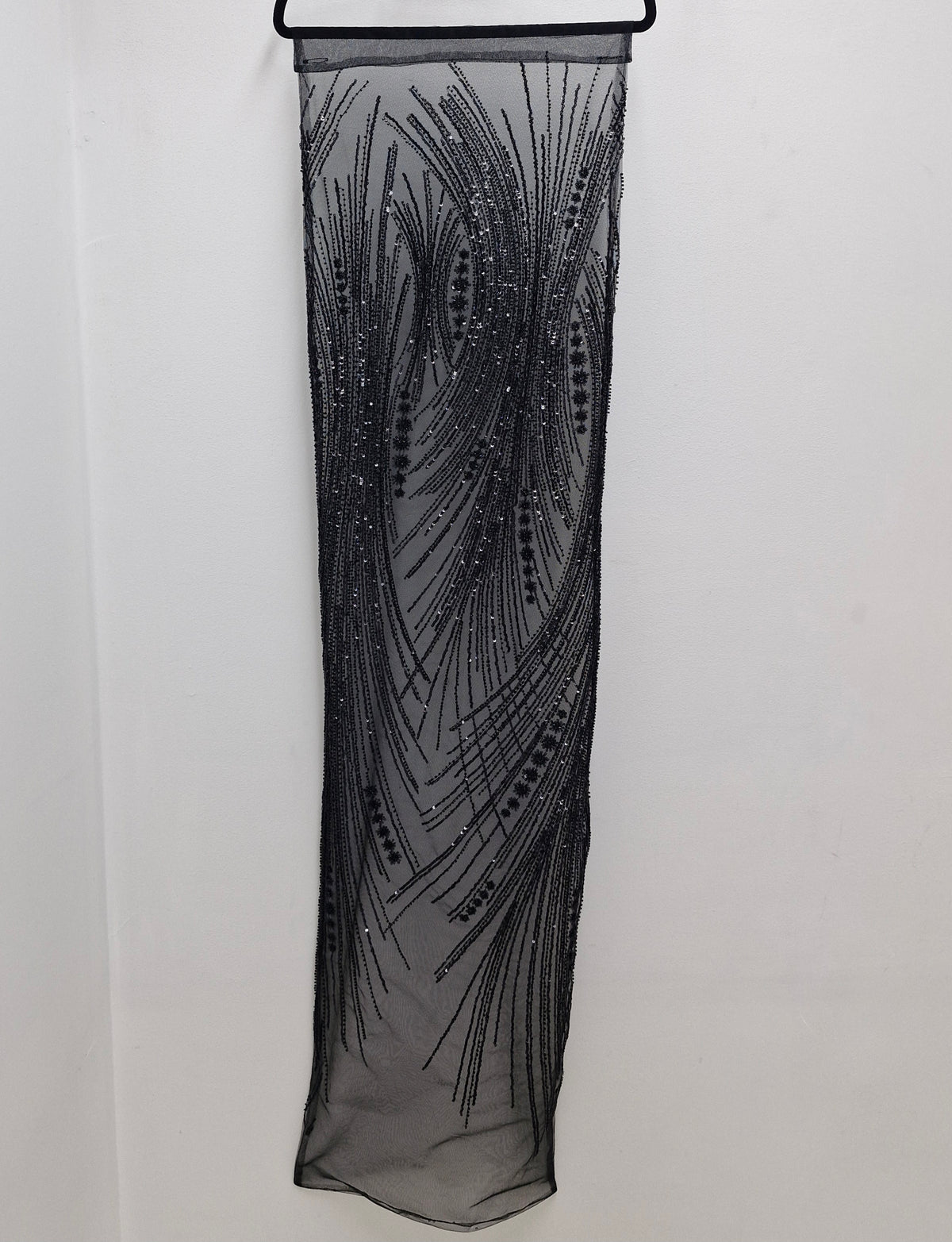 WP1050 Black, beaded sequins wrap.