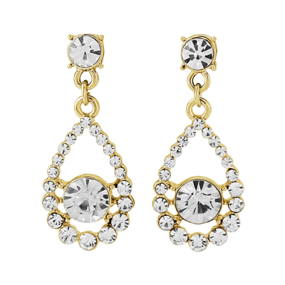 7345 Gold Classic Crystal Earrings.