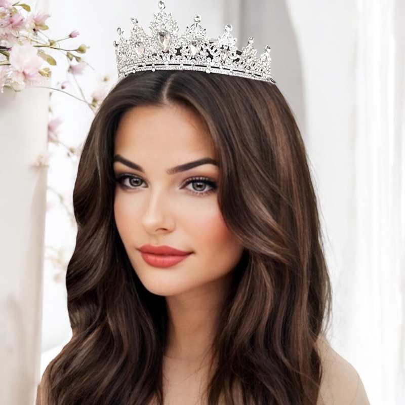 7660 Exquisite Rhinestone Tiara. Intricately embellished.