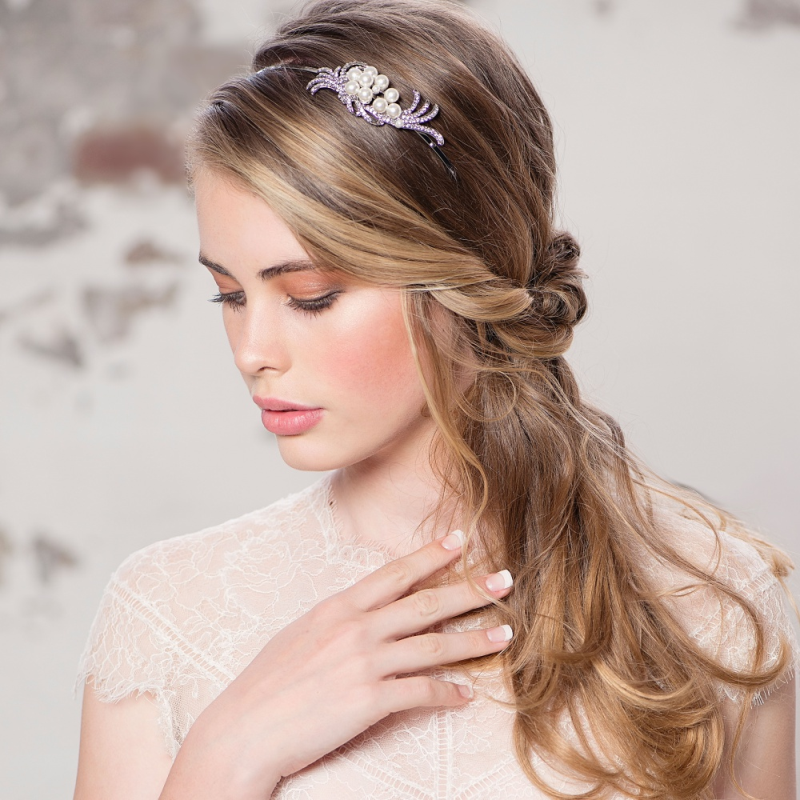 7465 CHIC PEARL HEADBAND - ROSE GOLD.