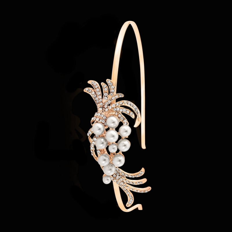 7465 CHIC PEARL HEADBAND - ROSE GOLD.