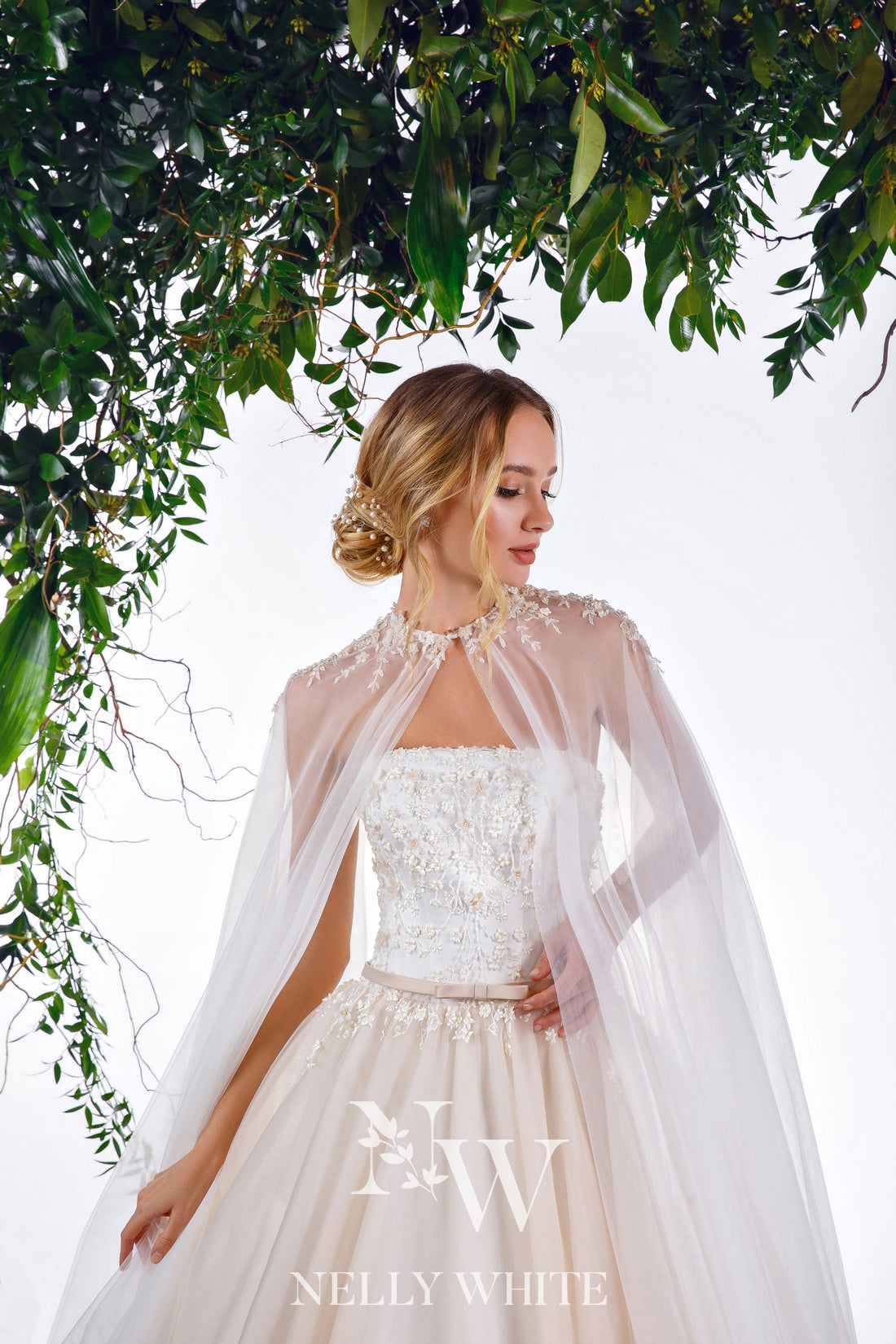 70084 Dreamy, bridal, floor length cape.