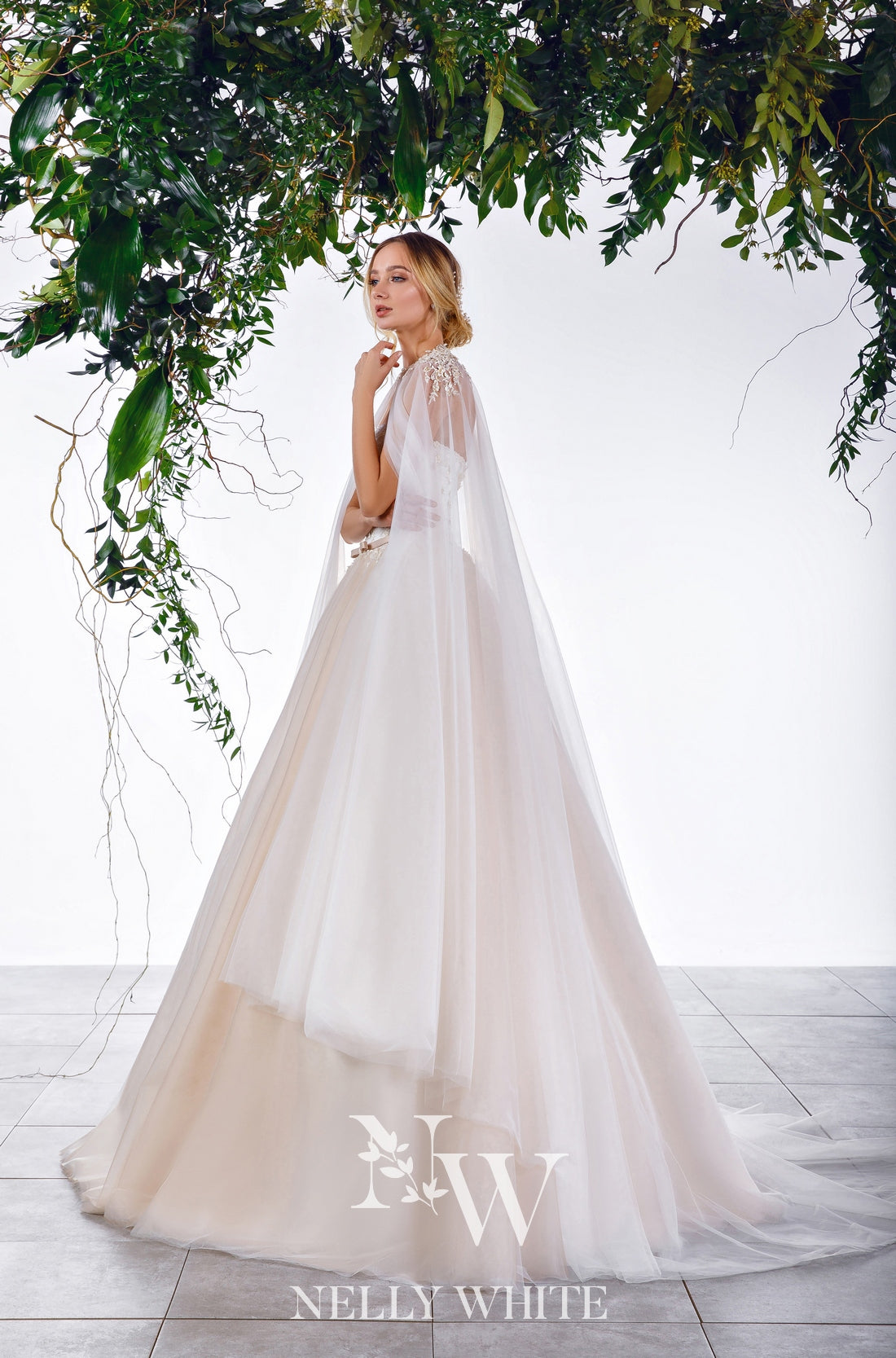 70084 Dreamy, bridal, floor length cape.