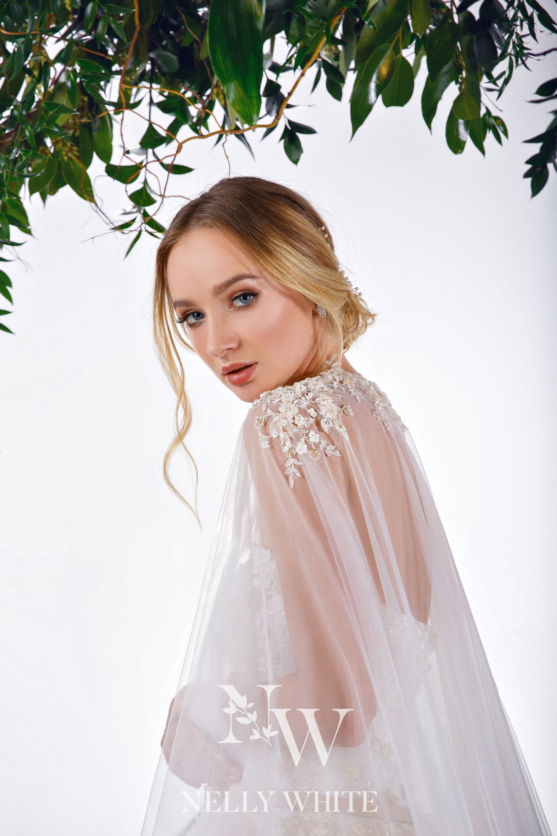 70084 Dreamy, bridal, floor length cape.