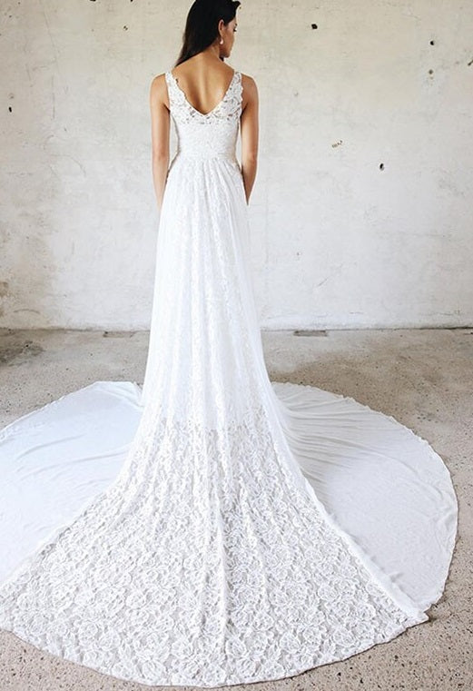 71047 A line bohemian lace and chiffon