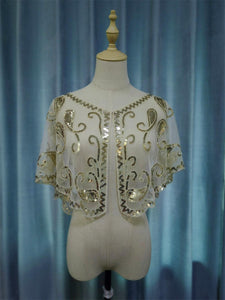 71523 Retro style. Beaded Sequins Cape. Gold.
