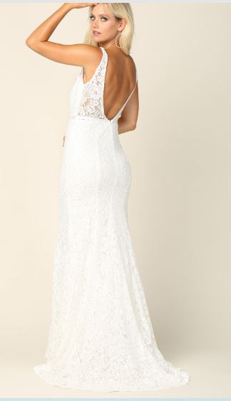 71535 Lace fit and flare with low V back and plunging V front. Size 24