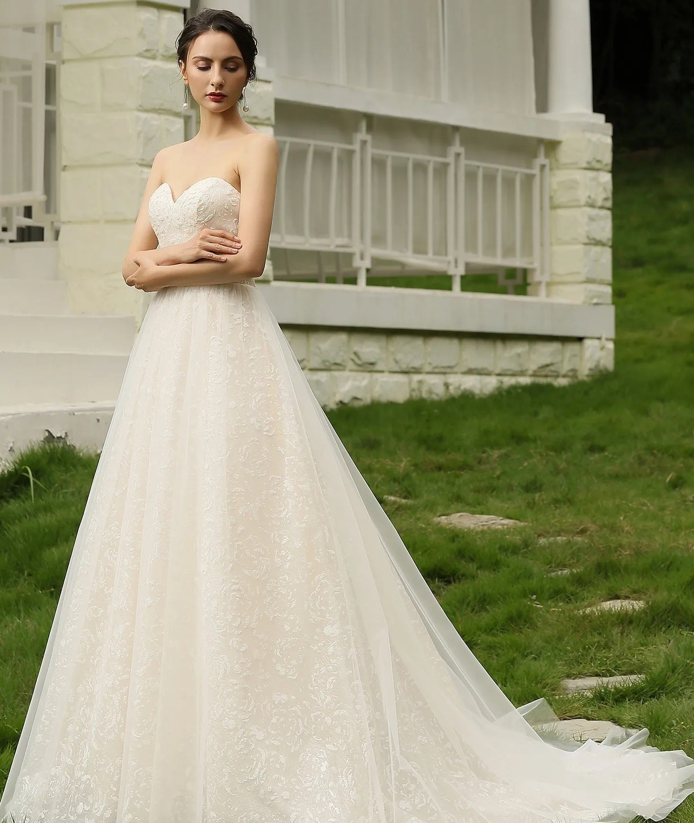 71546 Strapless sweetheart neckline. Stunning, sequin princess skirt