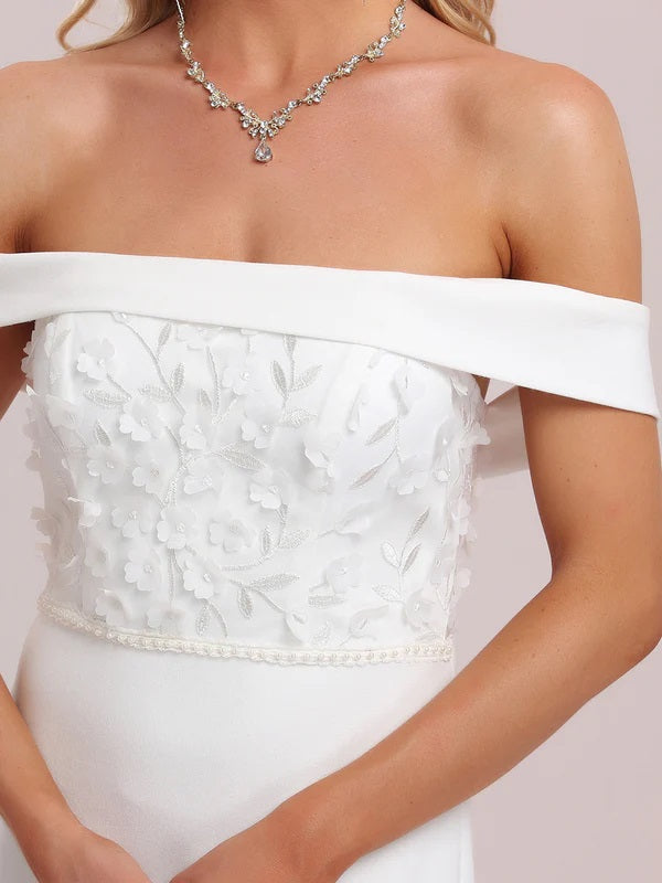 71602 Elegant, flattering, semi fitted,off shoulder.