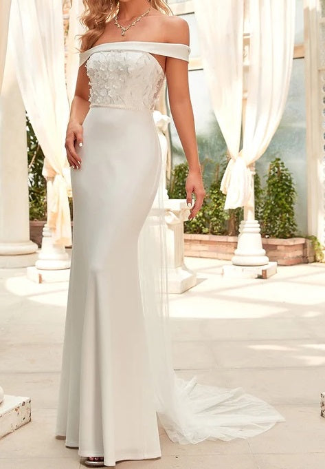71602 Elegant, flattering, semi fitted,off shoulder.
