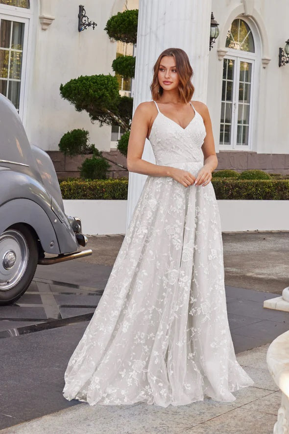 71635 - Stunning embroidered floral design on sparkle tulle