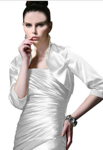 71702 light ivory. Duchess, soft satin bridal jacket. Size 20.