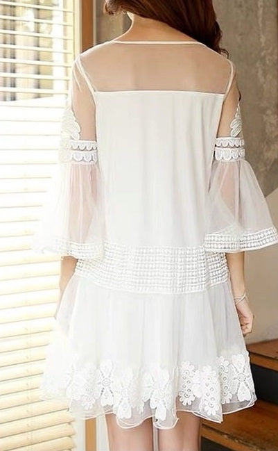71824 Cute short wedding dress with lace detail.