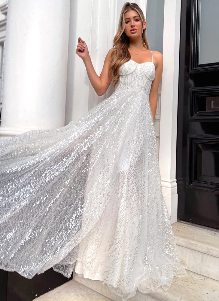 71833 Mesh glitter overlay A-line. – Bridal & Ball New Zealand