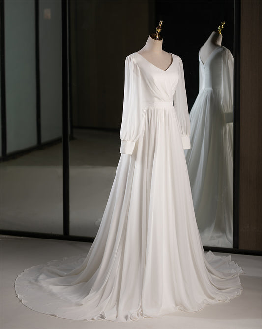 71865 V neckline, long sleeves. Soft chiffon skirt
